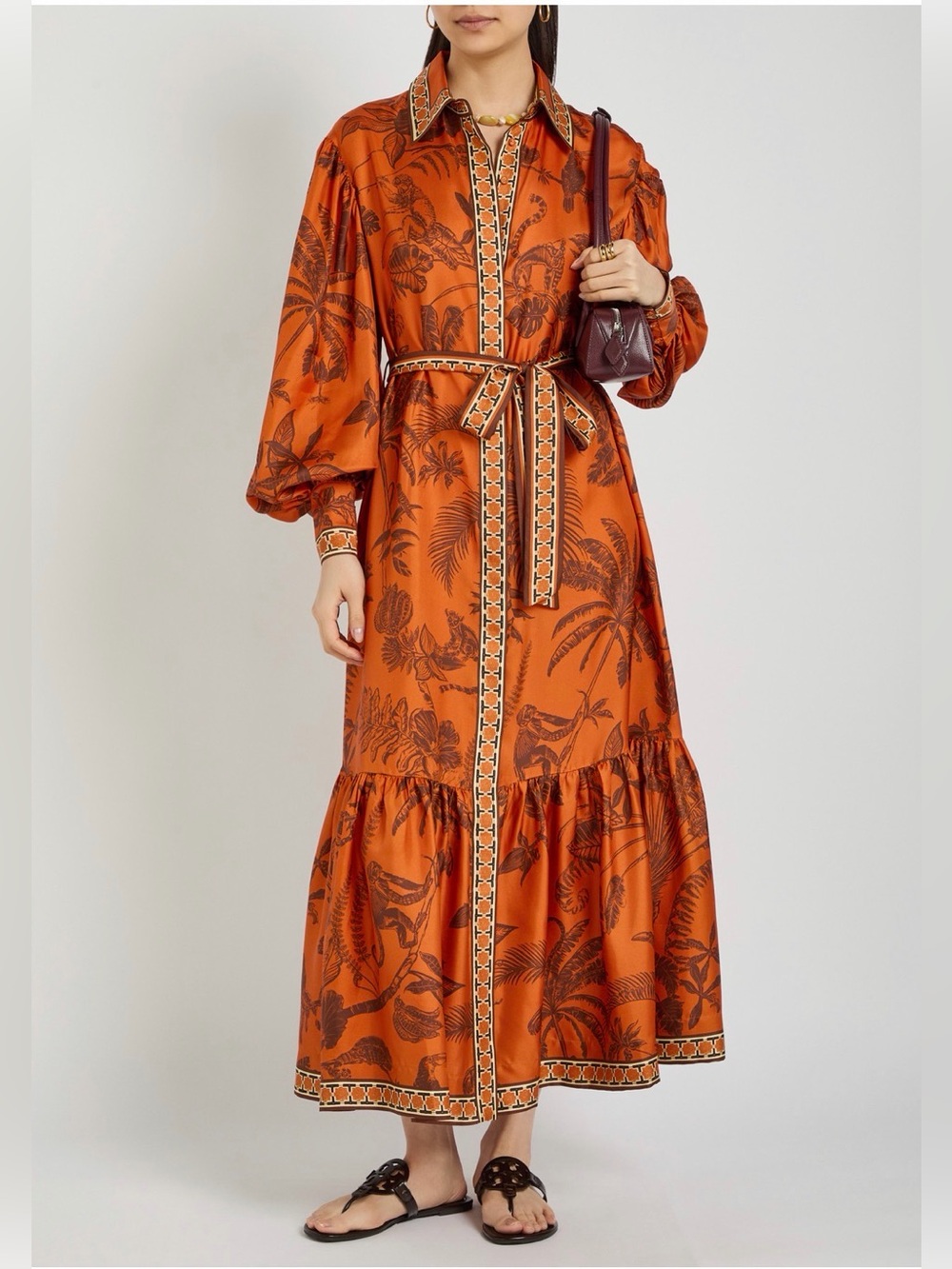 ALÉMAIS Monkey Dance Silk Shirtdress, New